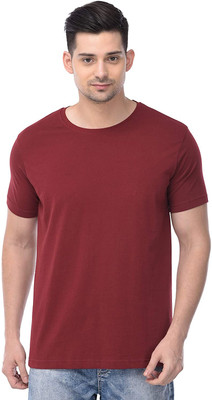 COLOR CAPITAL Solid Men Round Neck Maroon T-Shirt