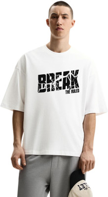 KS IMPEX Self Design Men Round Neck White T-Shirt