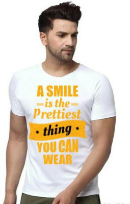 MM FIT Typography Men Round Neck White T-Shirt
