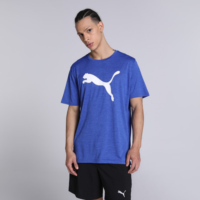 PUMA Solid Men Round Neck Blue T-Shirt