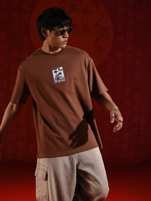WROGN Printed Men Crew Neck Brown T-Shirt