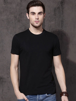 Magneto Solid Men Round Neck Black T-Shirt