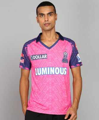 playR x Rajasthan Royals Printed Men Polo Neck Pink T-Shirt