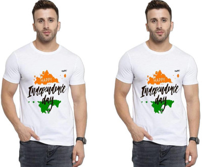 INDIAN EAGLE Self Design Men Round Neck White T-Shirt