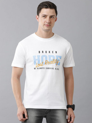 Moda Rapido Printed Men Round Neck White T-Shirt