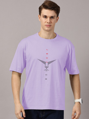 Leon Printed Men Round Neck Purple T-Shirt