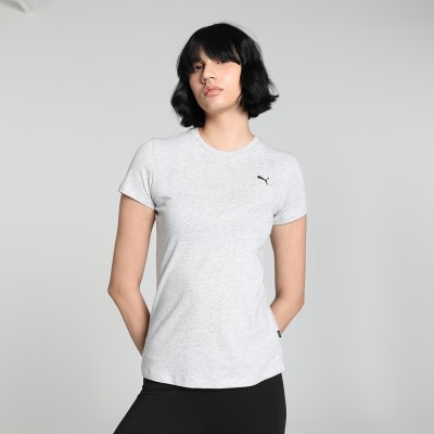 PUMA Self Design Women Round Neck Grey T-Shirt
