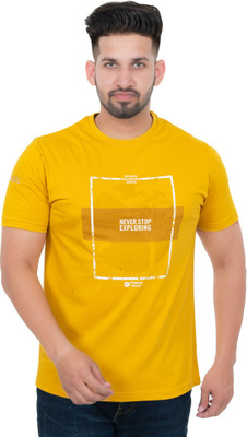RISHVI SPORTS Printed Men Round Neck Yellow T-Shirt