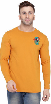 Lawful Casual Graphic Print Men Round Neck Gold T-Shirt