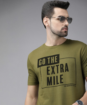 Roadster Typography Men Round Neck Green T-Shirt