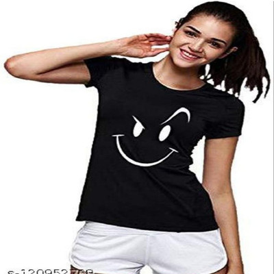 SAHAL Printed Women Round Neck Multicolor T-Shirt