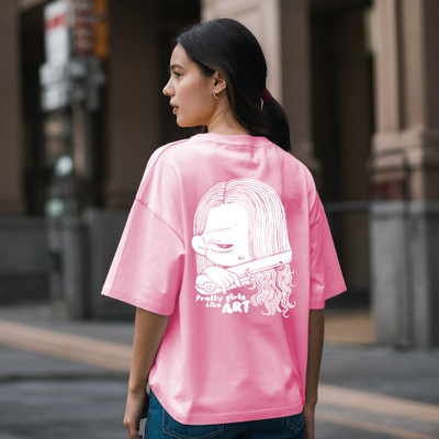 HouseOfCommon Graphic Print Women Round Neck Pink T-Shirt