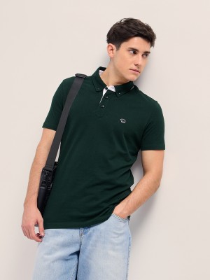 THE BEAR HOUSE Solid Men Polo Neck Green T-Shirt