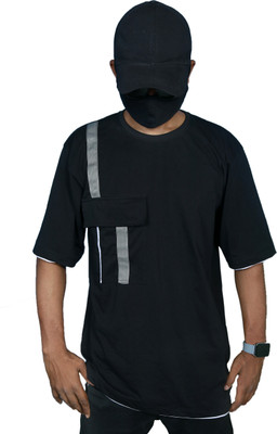 A2R FASHION Solid Men Round Neck Black T-Shirt