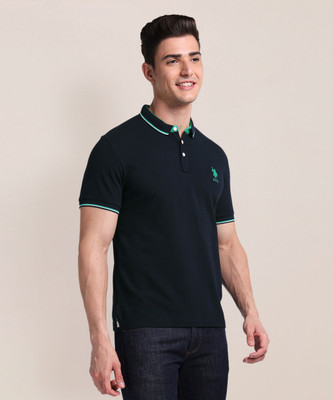 U.S. POLO ASSN. Solid Men Polo Neck Blue T-Shirt