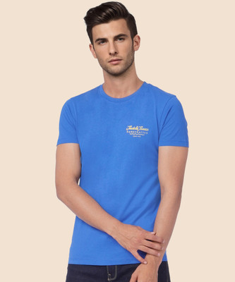 JACK & JONES Printed Men Round Neck Blue T-Shirt