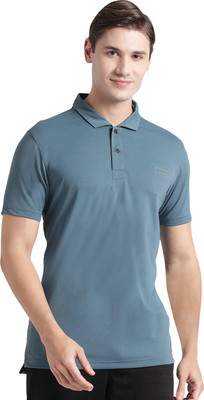 Wildcraft Solid Men Polo Neck Blue T-Shirt