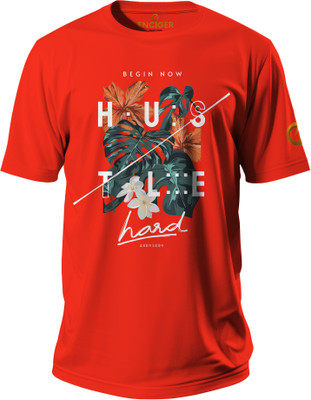 Enciger Printed Men Round Neck Red T-Shirt
