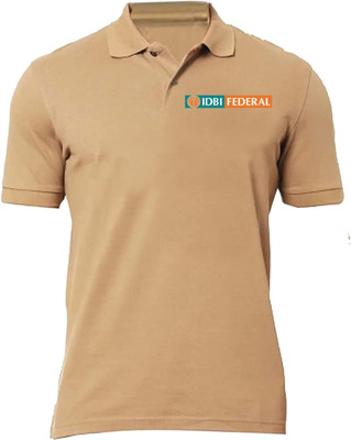 GoobyDooby Solid Men Polo Neck Brown T-Shirt