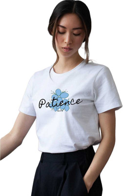 vesloo willow Printed Women Round Neck White T-Shirt