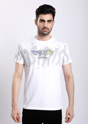 HIGHTRIBE Printed Men Round Neck White T-Shirt