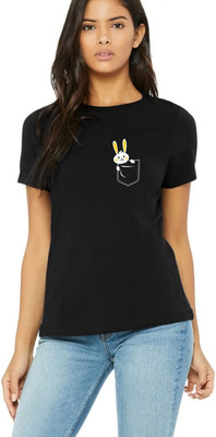 Nilan Tees Wear Printed Women Round Neck Black T-Shirt