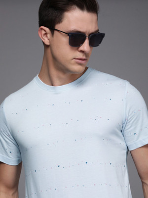 WROGN Printed Men Round Neck Blue T-Shirt