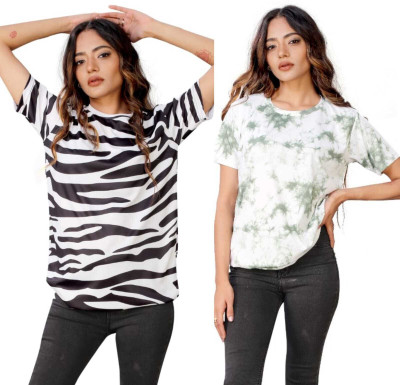 Apache Printed Women Round Neck Multicolor T-Shirt