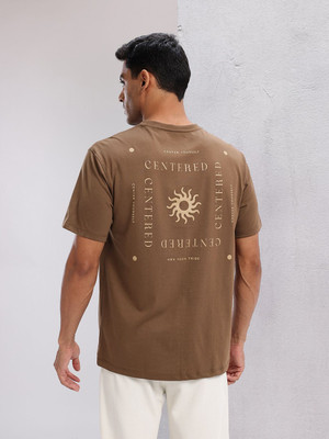 HRX by Hrithik Roshan Printed Men Round Neck Brown T-Shirt