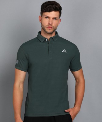 Alan Jones Solid Men Polo Neck Dark Green T-Shirt