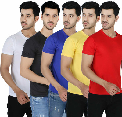 Newsingh Solid Men Round Neck Multicolor T-Shirt