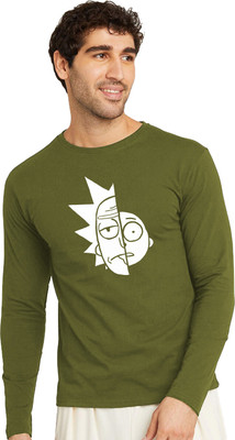 OrrganicChics Printed Men Round Neck Green T-Shirt