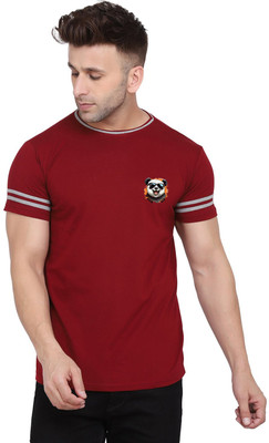 tfurnish Printed Men Round Neck Maroon T-Shirt