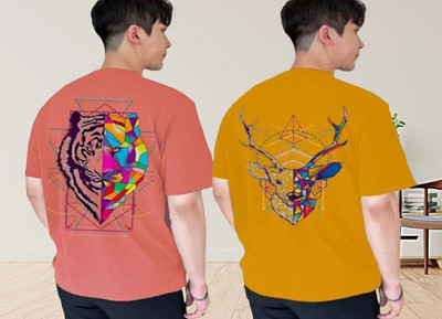 xpecto style Graphic Print Men Round Neck Yellow, Pink T-Shirt