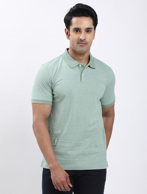 INDIAN TERRAIN Printed Men Polo Neck Light Green T-Shirt