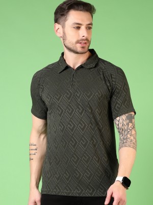 V-MART Solid Men Polo Neck Green T-Shirt