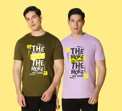 WOOSTRO Printed Men Round Neck Multicolor T-Shirt