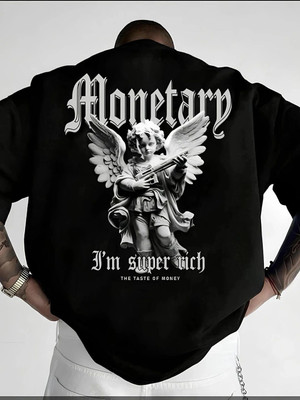 HADAR Self Design Men Round Neck Black T-Shirt