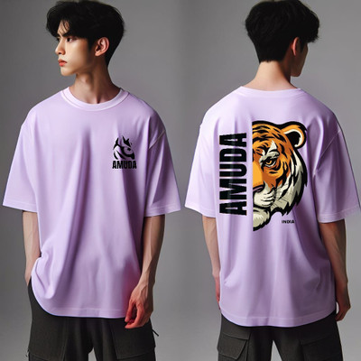 Pling Bling Abstract Men Round Neck Purple T-Shirt