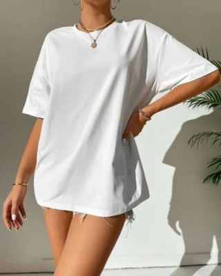 eco runner Printed Women Round Neck White T-Shirt