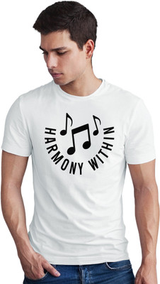 SeBLo Printed Men Round Neck White T-Shirt