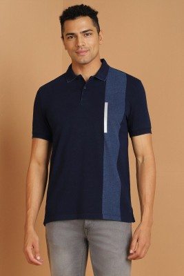 Allen Solly Colorblock Men Polo Neck Blue T-Shirt