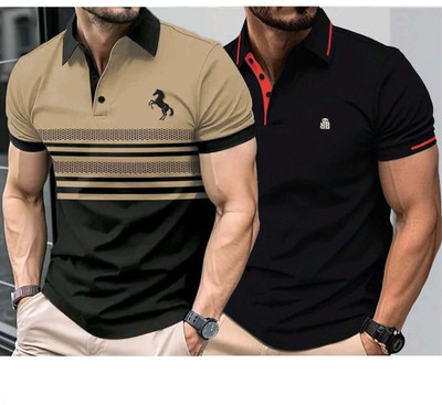 Bliss Bell Solid Men Polo Neck Multicolor T-Shirt