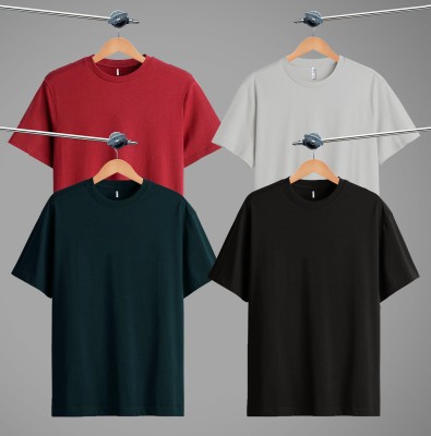 Sleepynuts Solid Men Round Neck Black, Red, Blue, Grey T-Shirt