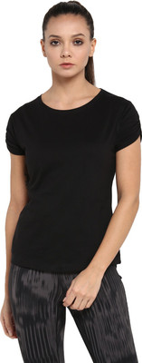 Ap'pulse Solid Women Round Neck Black T-Shirt