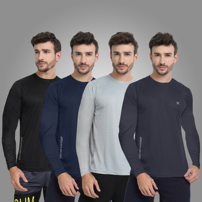 FTX Solid Men Round Neck Multicolor T-Shirt