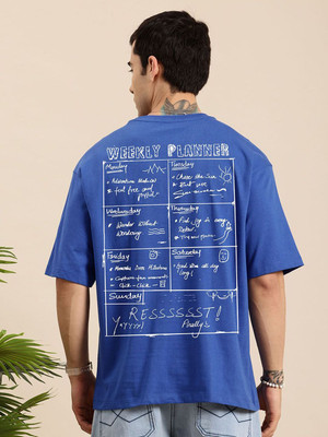 Mast & Harbour Printed Men Round Neck Blue T-Shirt