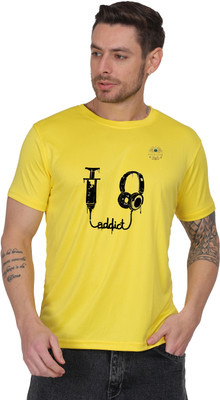 SOLBLOOMS Graphic Print Men Round Neck Yellow T-Shirt