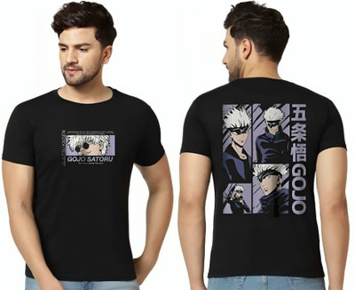 KIDSWING Printed, Typography Men Round Neck Black T-Shirt