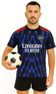 YUTU Printed Men Round Neck Navy Blue T-Shirt